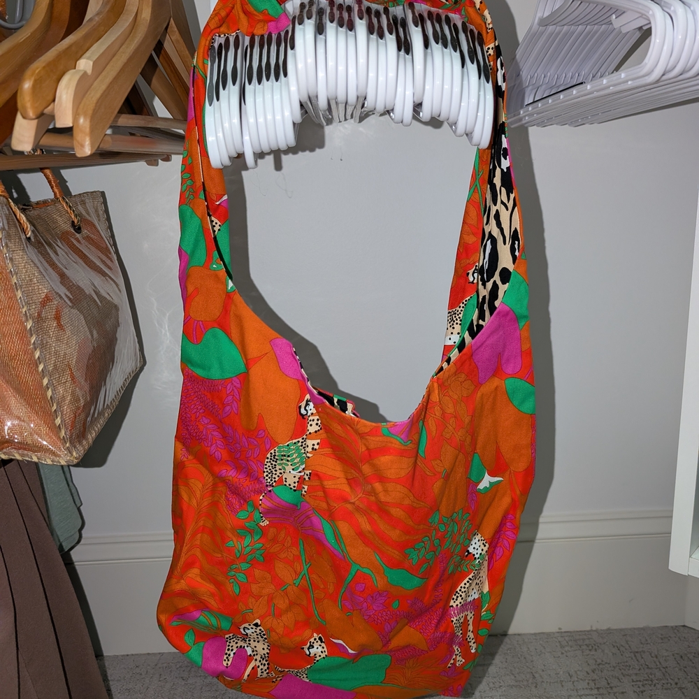 CAbi Orange and Pink Shoulder Bag Bohemian Flair